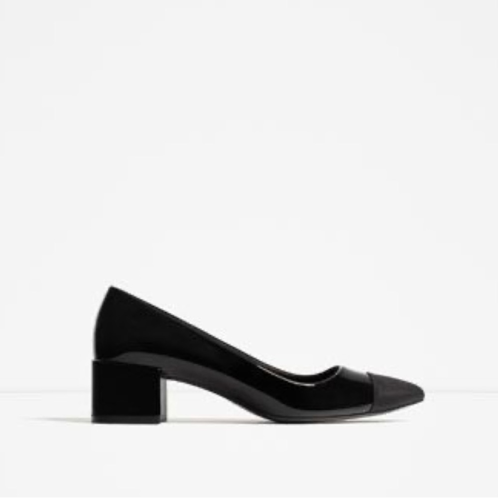 *SOLD* Zara Cap Toe Block Heel in Black (Size 37; Fits 6.5/7 US)
